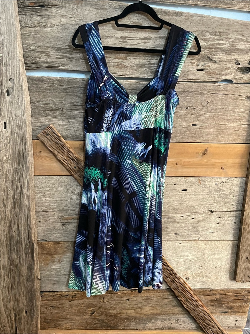 Sleeveless Abstract Print A-Line Y2K Style Dress size Large